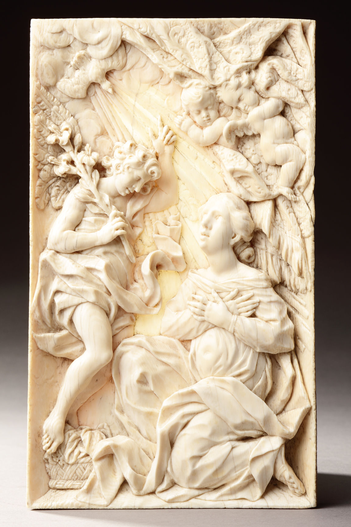 Netherlandish Baroque Ivory Plaque in High Relief